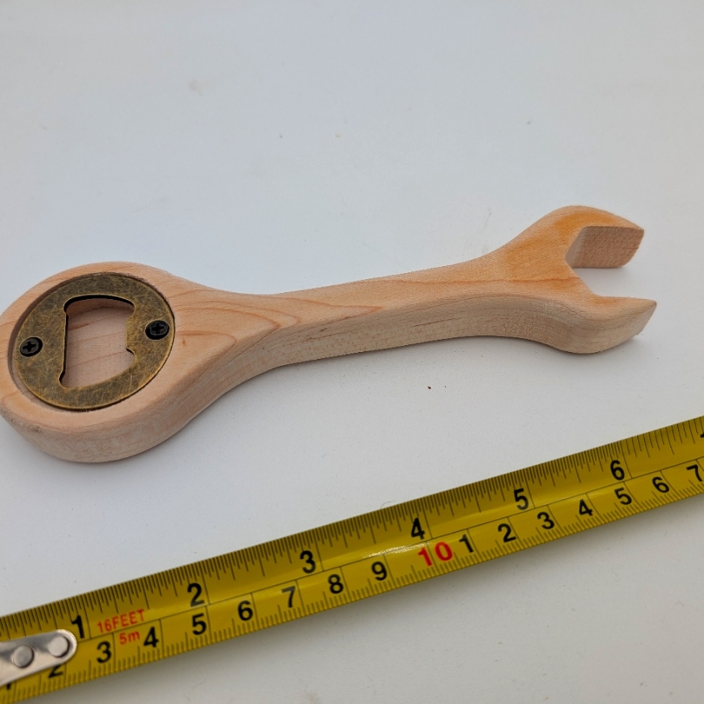Wooden wrench bottle opener